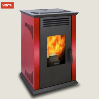 Estufa a Pellet Amesti Italy 8100 Plus + KIT PELLET INOX HORIZONTAL ROJA Y NEGRA